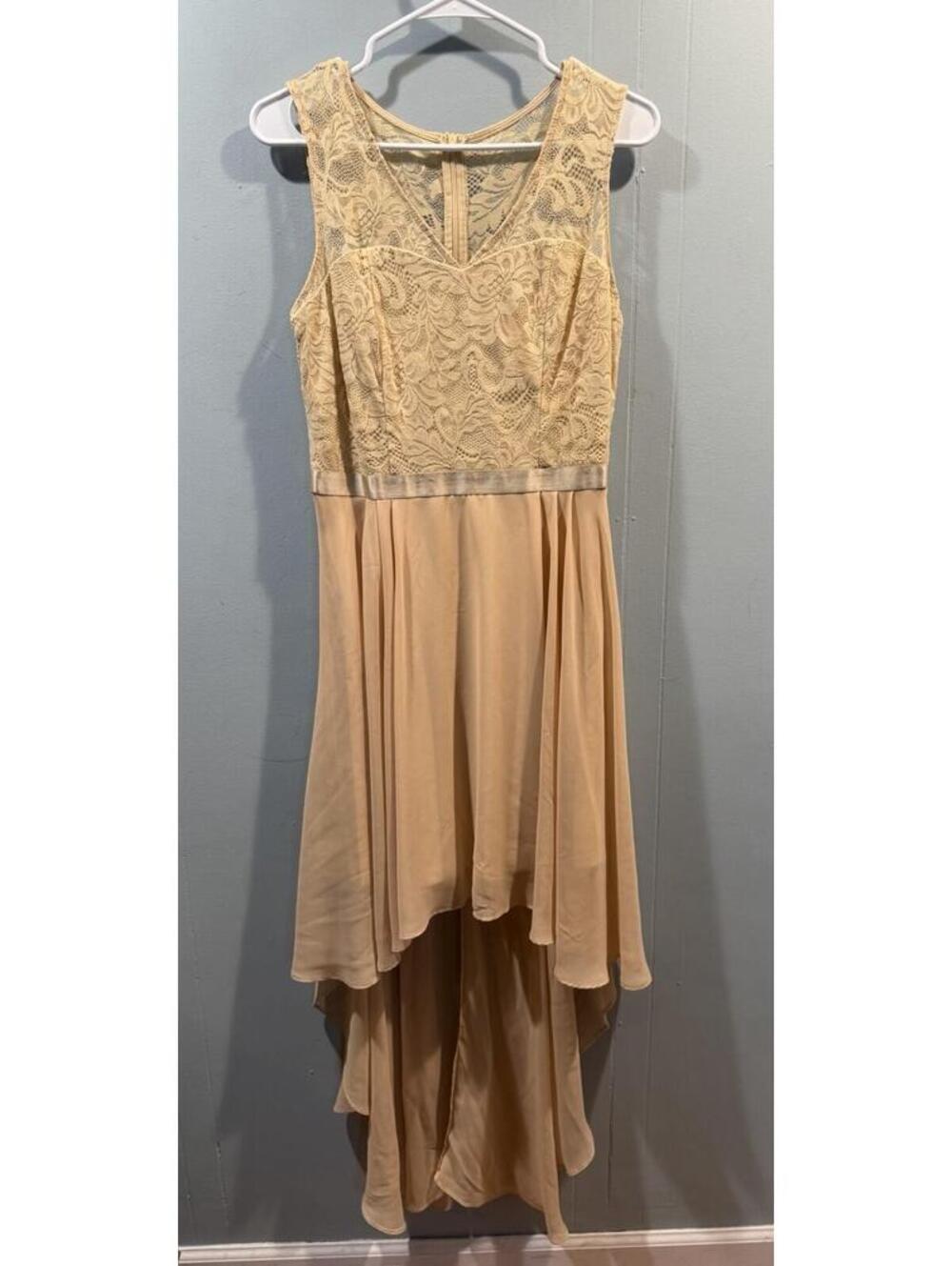 Womens Bridesmay Sleeveless Dress Size Large Beige